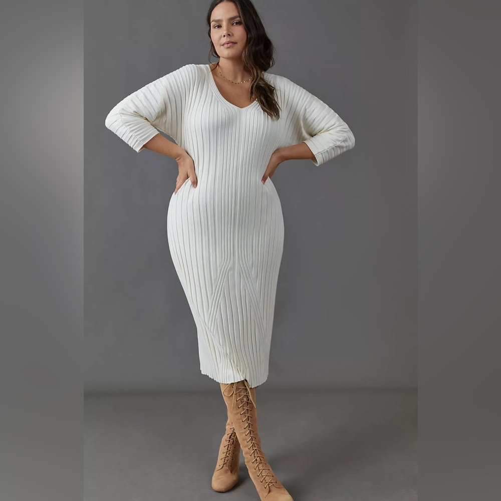 Anthropologie Maeve Maris Ribbed Midi Sweater Dress